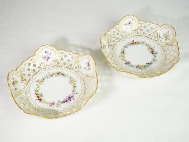 A Pair of Meissen Reticulated Porcelain Bowls