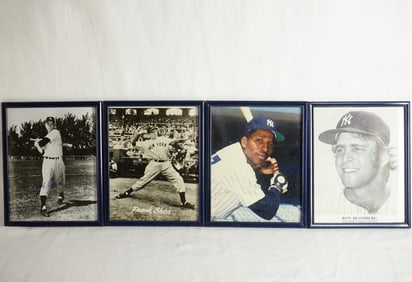 Four New York Yankees Baseball Players Framed Photos