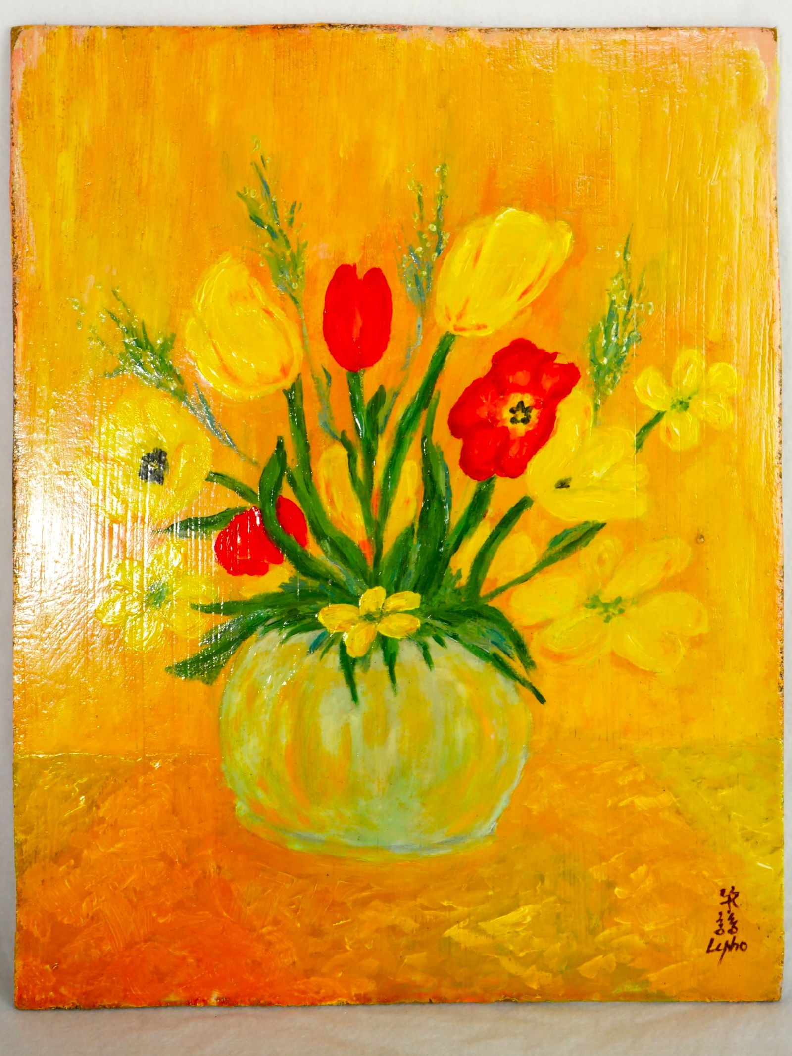 Le Pho(Vietnamese-French,1907-2001) 'Fleurs' Oil on Board: Approximate size:11x14 in Shipping: We offer in-house shipping services for most small items. This means that we will take care of packing and shipping the items directly to you. For larger or special