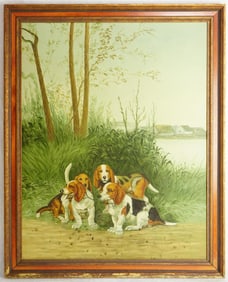 Beagles Dogs' Oil on Canvas