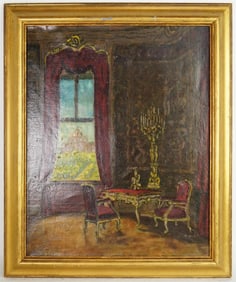American Interior Oil Painting By Louis Charles Vogt