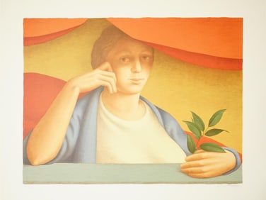 George Tooker 'Woman With A Sprig of Laurel' 1992.Color Lithograph 13/125
