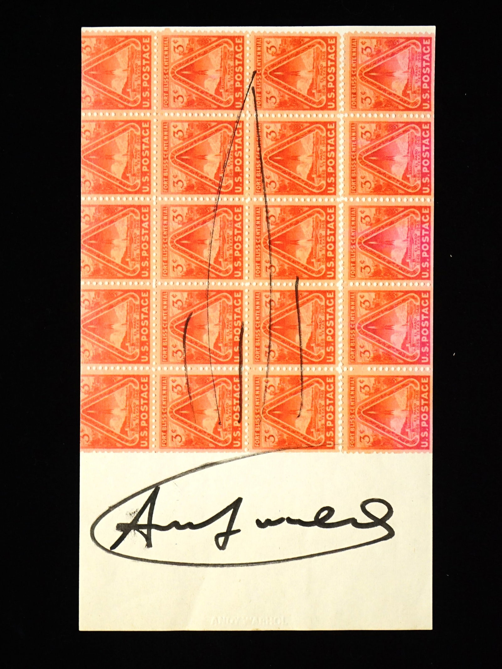 Print of 20 Fort Bliss Stamps, A. Warhol: Approximate size:9.75x5.75 in Shipping: We offer in-house shipping services for most small items. This means that we will take care of packing and shipping the items directly to you. For larger or spe