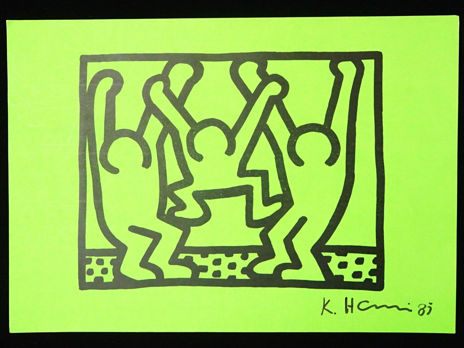 Attributed To Keith Haring, Signed & Dated Print: Approximate size:12.5x9 in Shipping: We offer in-house shipping services for most small items. This means that we will take care of packing and shipping the items directly to you. For larger or specia