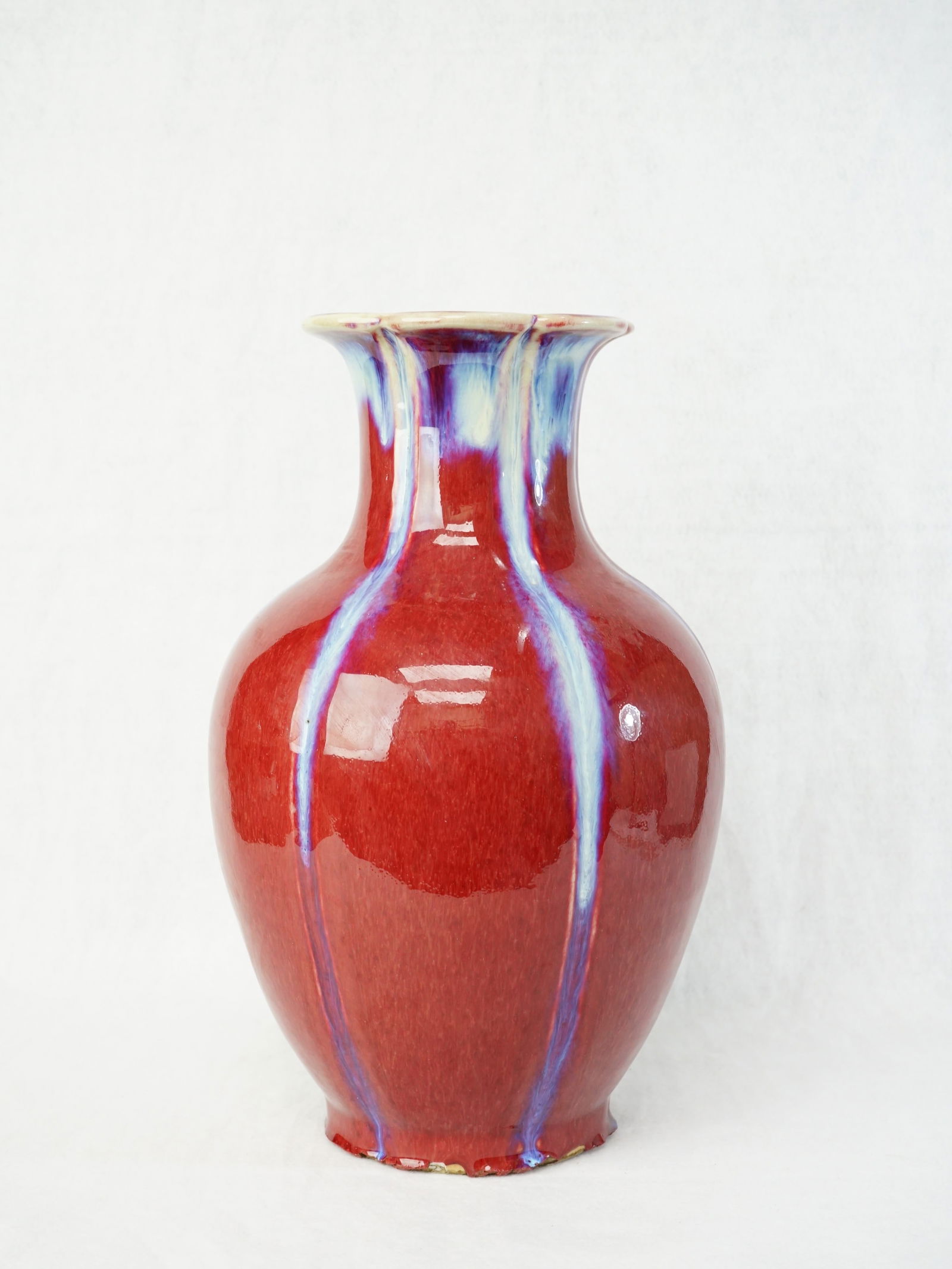 Chinese Flambe-Glazed 'Pomegranate' Lobed Vase (1 of 10)