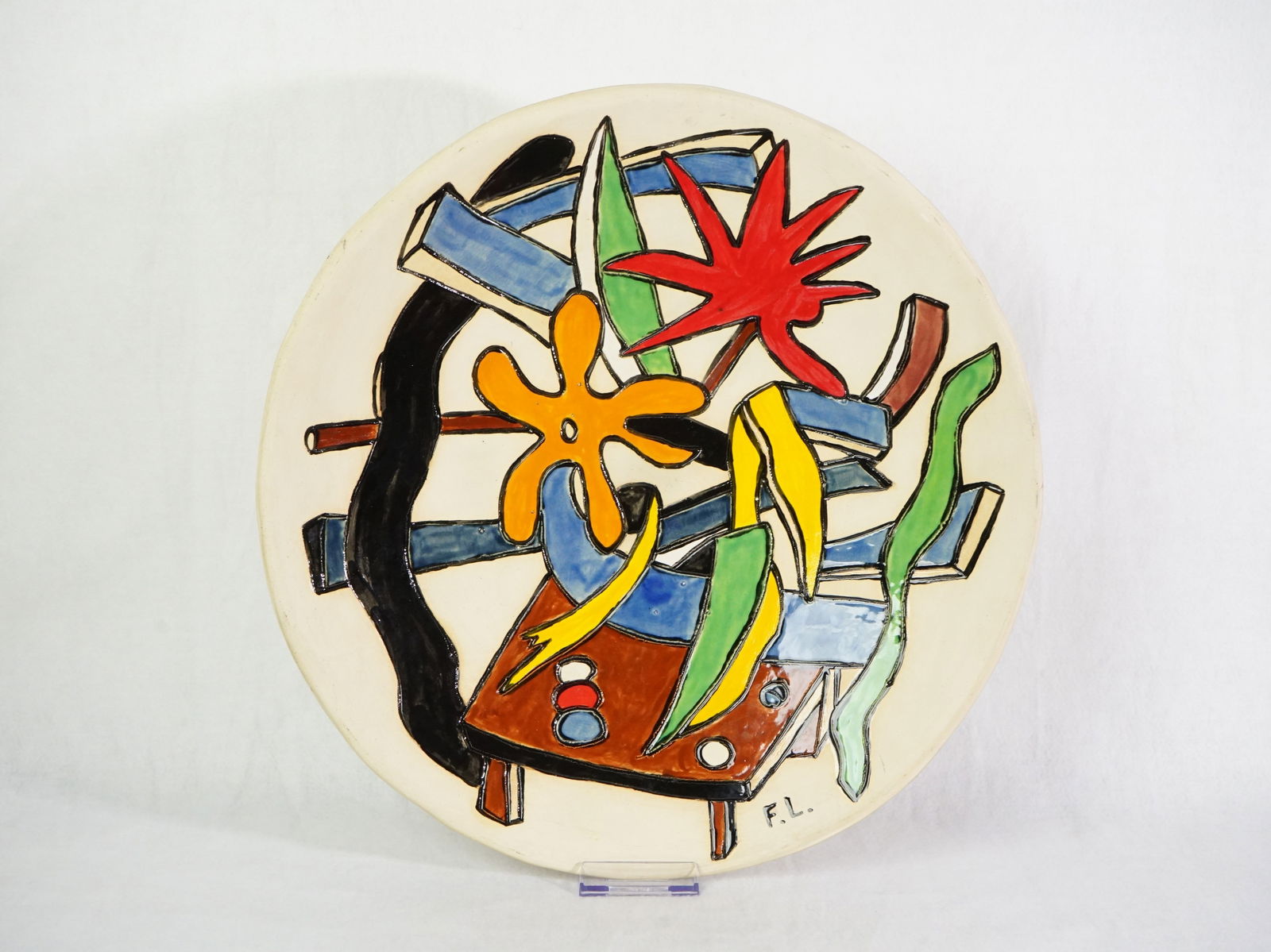Fernand LéGer (French, 1881-1955)'Plants and Flowers' Ceramic Charger: Approximate size:2.25x15x15 in Shipping: We offer in-house shipping services for most small items. This means that we will take care of packing and shipping the items directly to you. For larger or sp