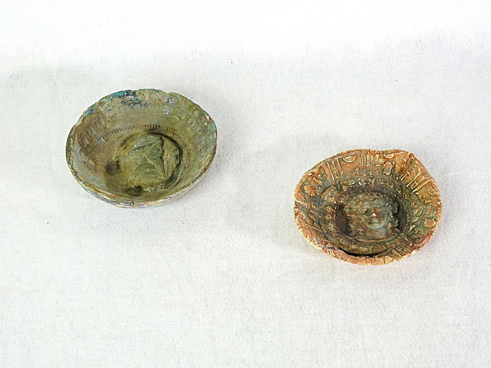 Two of Greco-Roman or Etruscan Art Bowls: Approximate size:1.25x4.25x4.25 in Shipping: We offer in-house shipping services for most small items. This means that we will take care of packing and shipping the items directly to you. For larger o