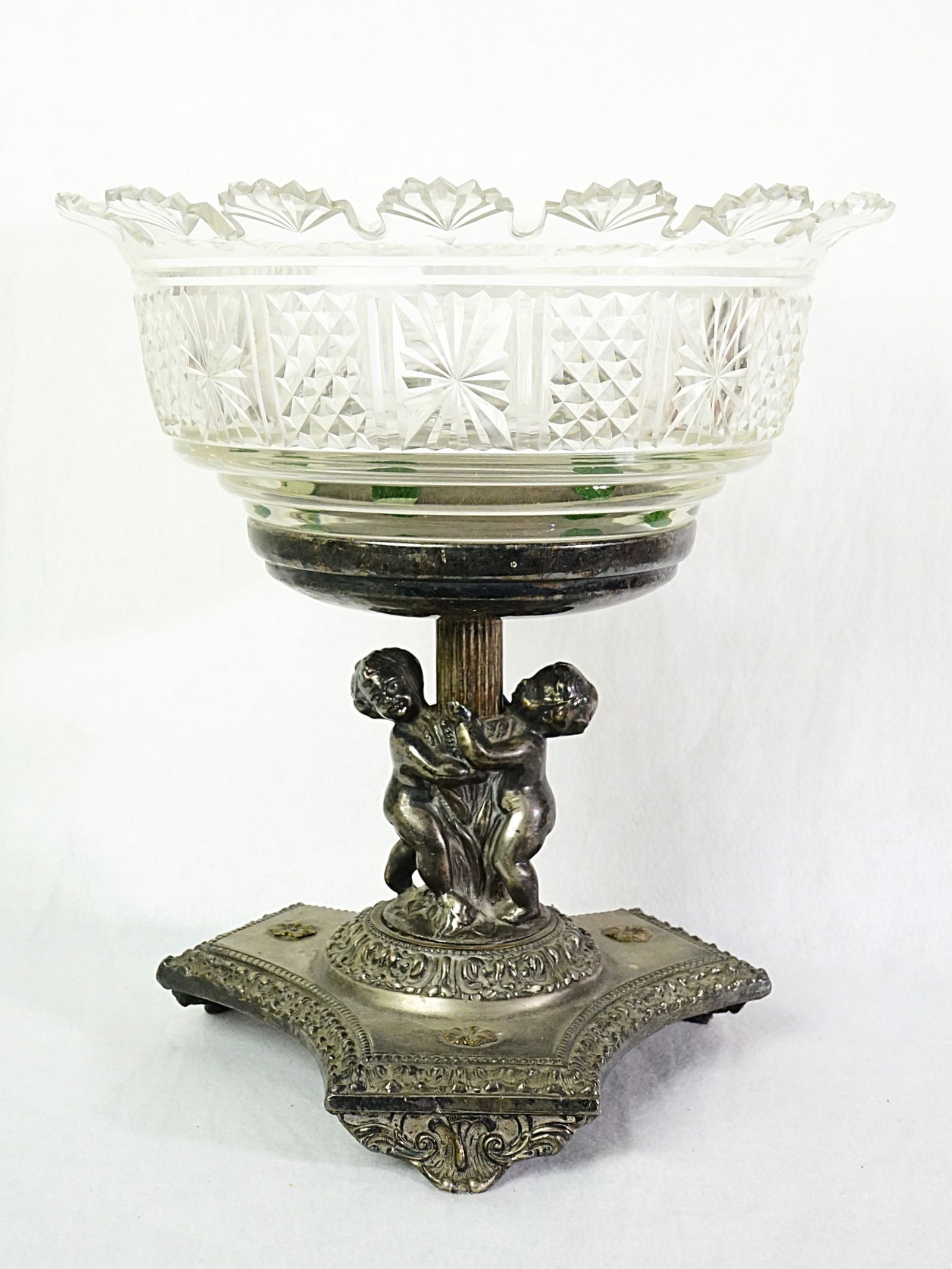 Ornate Rococo Elements Crystal and Silver Plated Putti Figures Centerpiece (1 of 10)