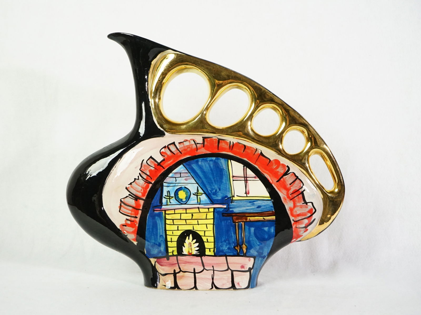 MCM Hand Painted Ceramic Decanter: Approximate size:11x12x1.5 in Shipping: We offer in-house shipping services for most small items. This means that we will take care of packing and shipping the items directly to you. For larger or spe