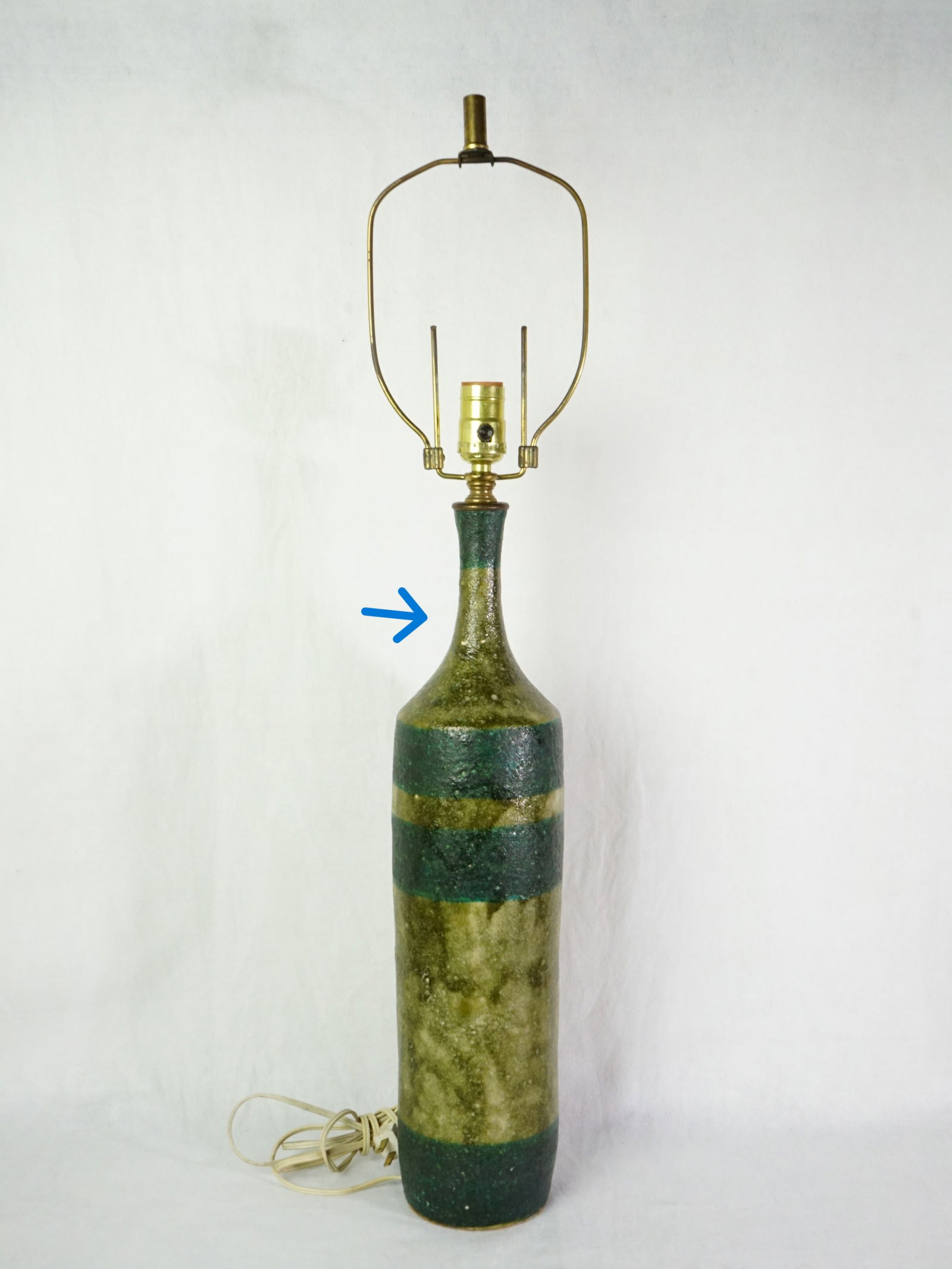 Mid Century Modern Lime Ceramic Table Lamp: Approximate size:32x4.5x4.5 in Shipping: We offer in-house shipping services for most small items. This means that we will take care of packing and shipping the items directly to you. For larger or sp