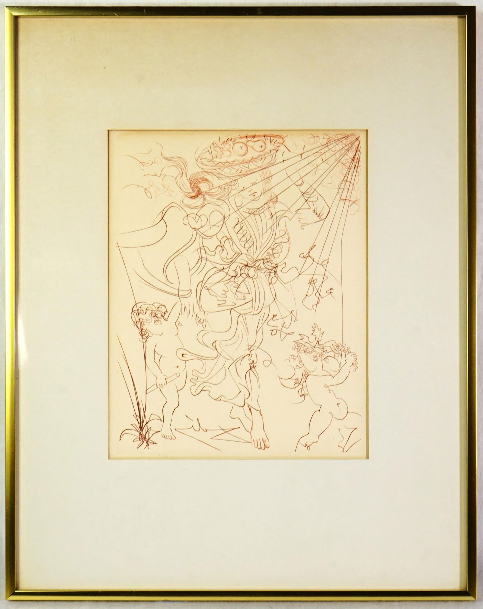 Salvador Dali, Spanish (1904-1989), Autumn Framed Etching: Approximate size:frame 15x20 in/image 8.5x10 in Shipping: We offer in-house shipping services for most small items. This means that we will take care of packing and shipping the items directly to you.