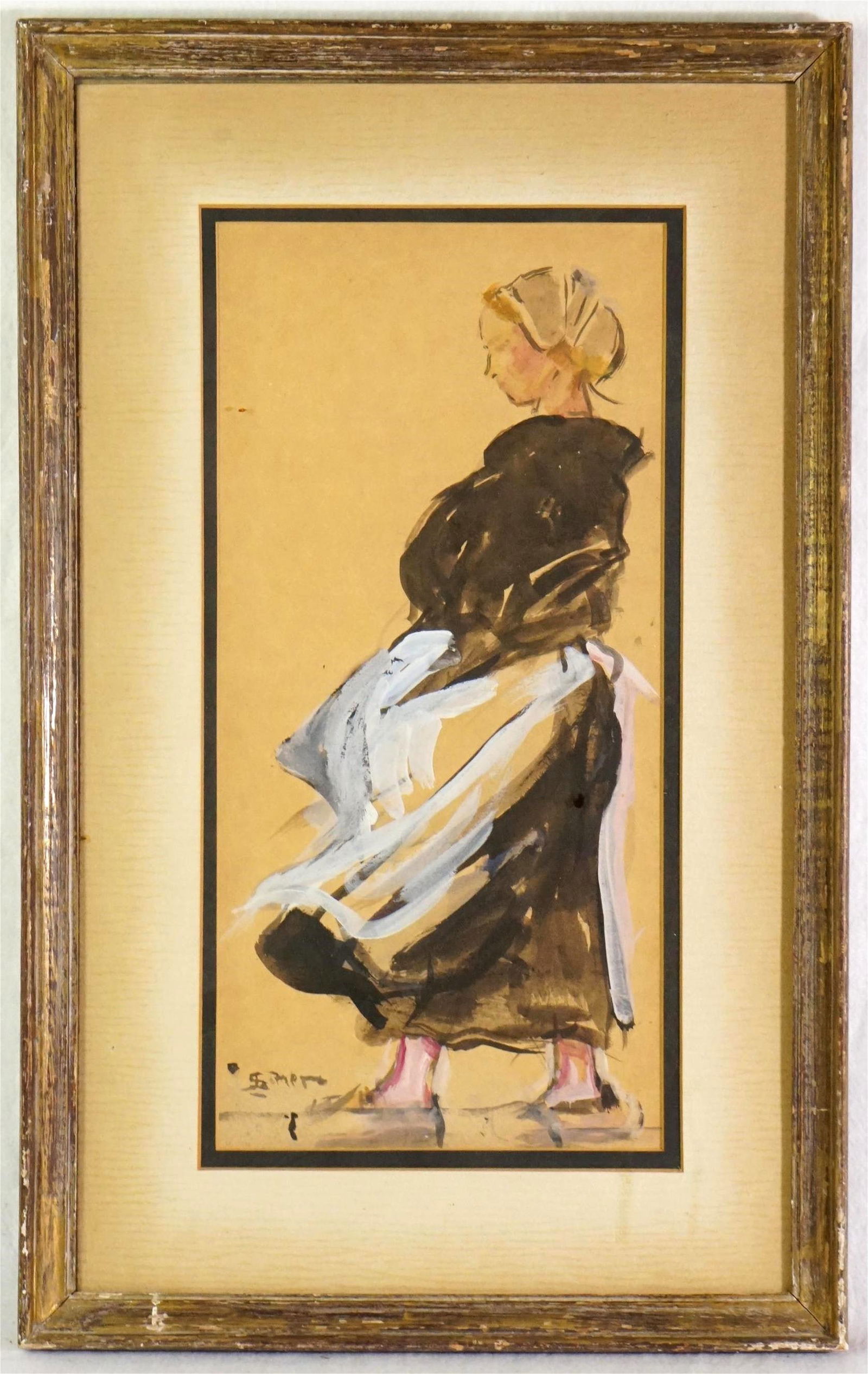 A Jewish Woman, Watercolor on Paper: Approximate size:frame 12x19 in/image 7x14 in Shipping: We offer in-house shipping services for most small items. This means that we will take care of packing and shipping the items directly to you.