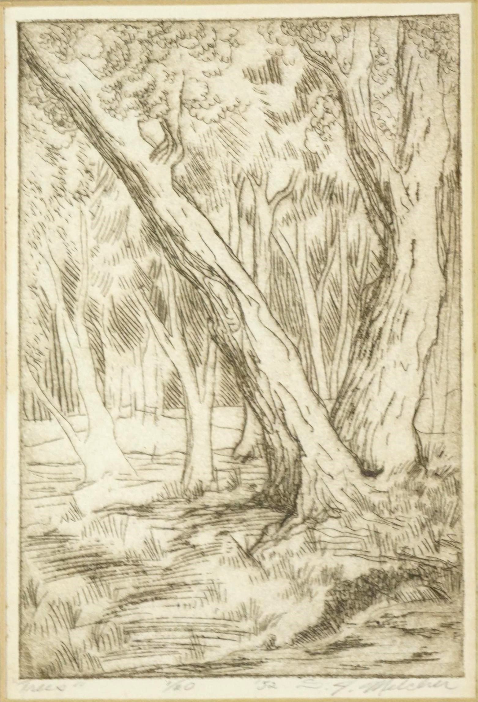 Two Black and White Etching - 2