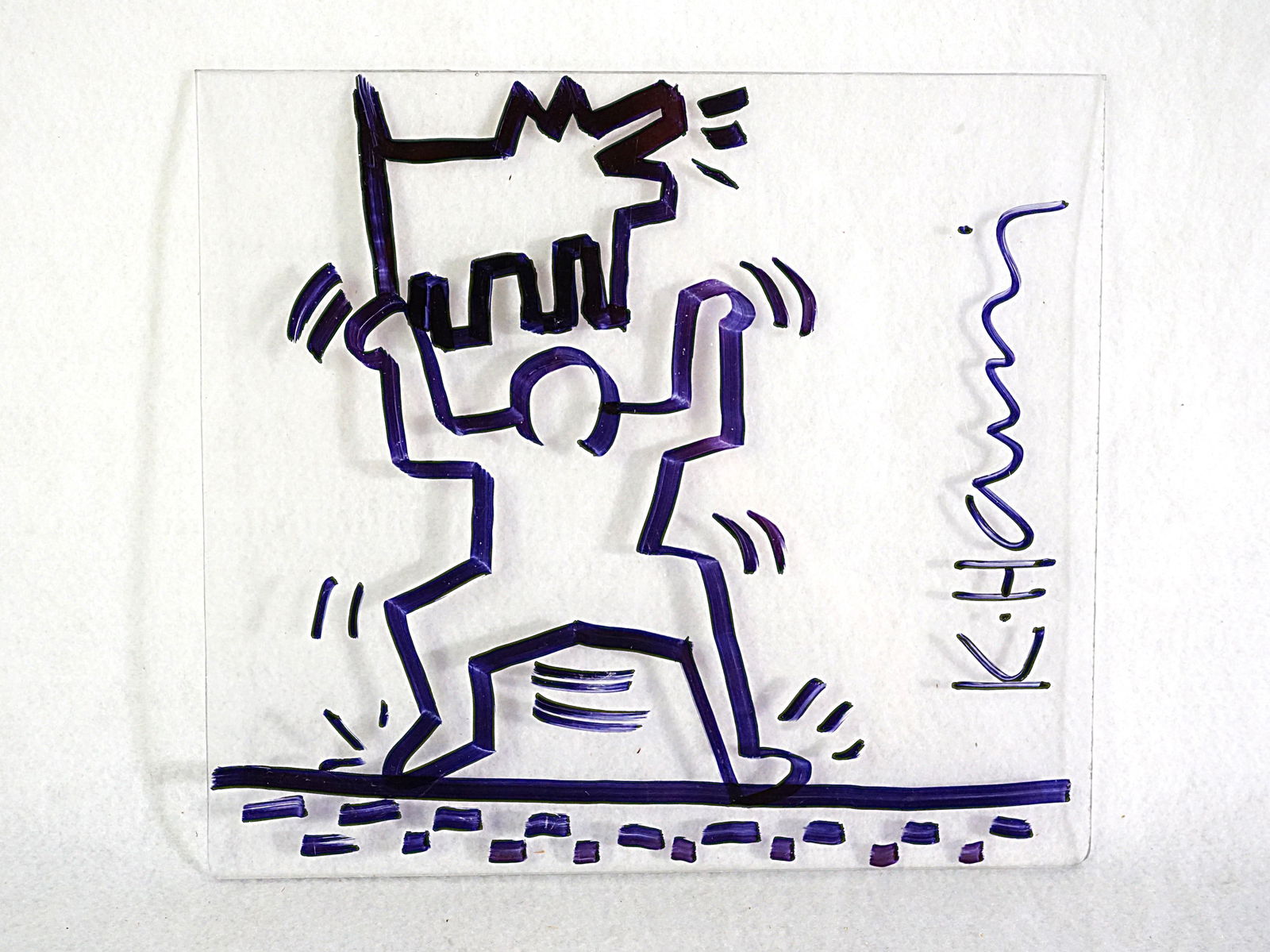 Attributed To Keith Haring (1958-1990), Barking Dog and Dancer, Felt Pen on Plexiglass: Approximate size:8x7 in Shipping: We offer in-house shipping services for most small items. This means that we will take care of packing and shipping the items directly to you. For larger or specializ