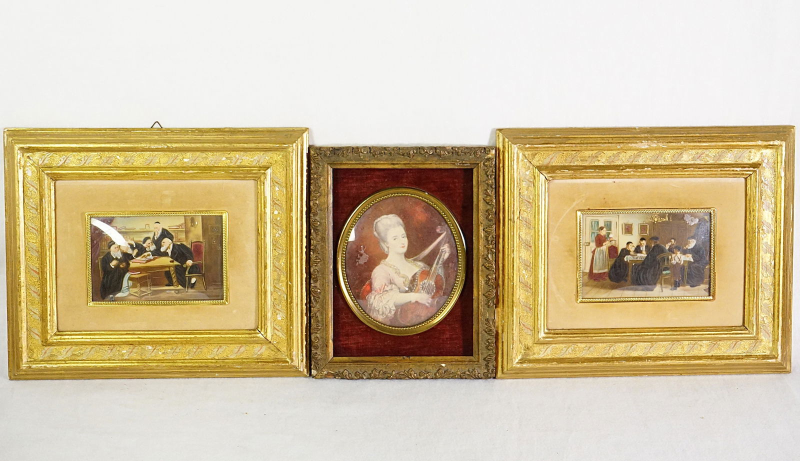 Three Miniature Portraits Framed: Approximate size:frame 7x9 in,10x12 in Shipping: We offer in-house shipping services for most small items. This means that we will take care of packing and shipping the items directly to you. For larg