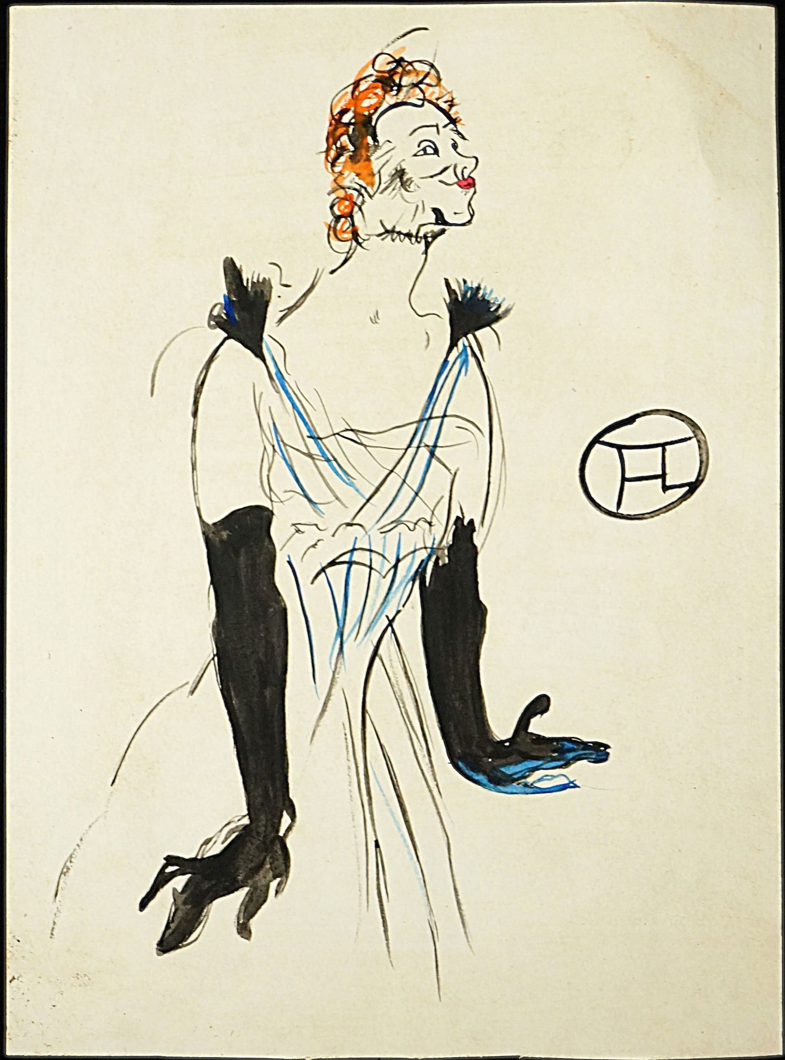 Attributed To Henri De Toulouse-Lautrec Watercolor & Ink on Paper of "Yvette Guilbert": Approximate size:8.25x11 in Shipping: We offer in-house shipping services for most small items. This means that we will take care of packing and shipping the items directly to you. For larger or speci