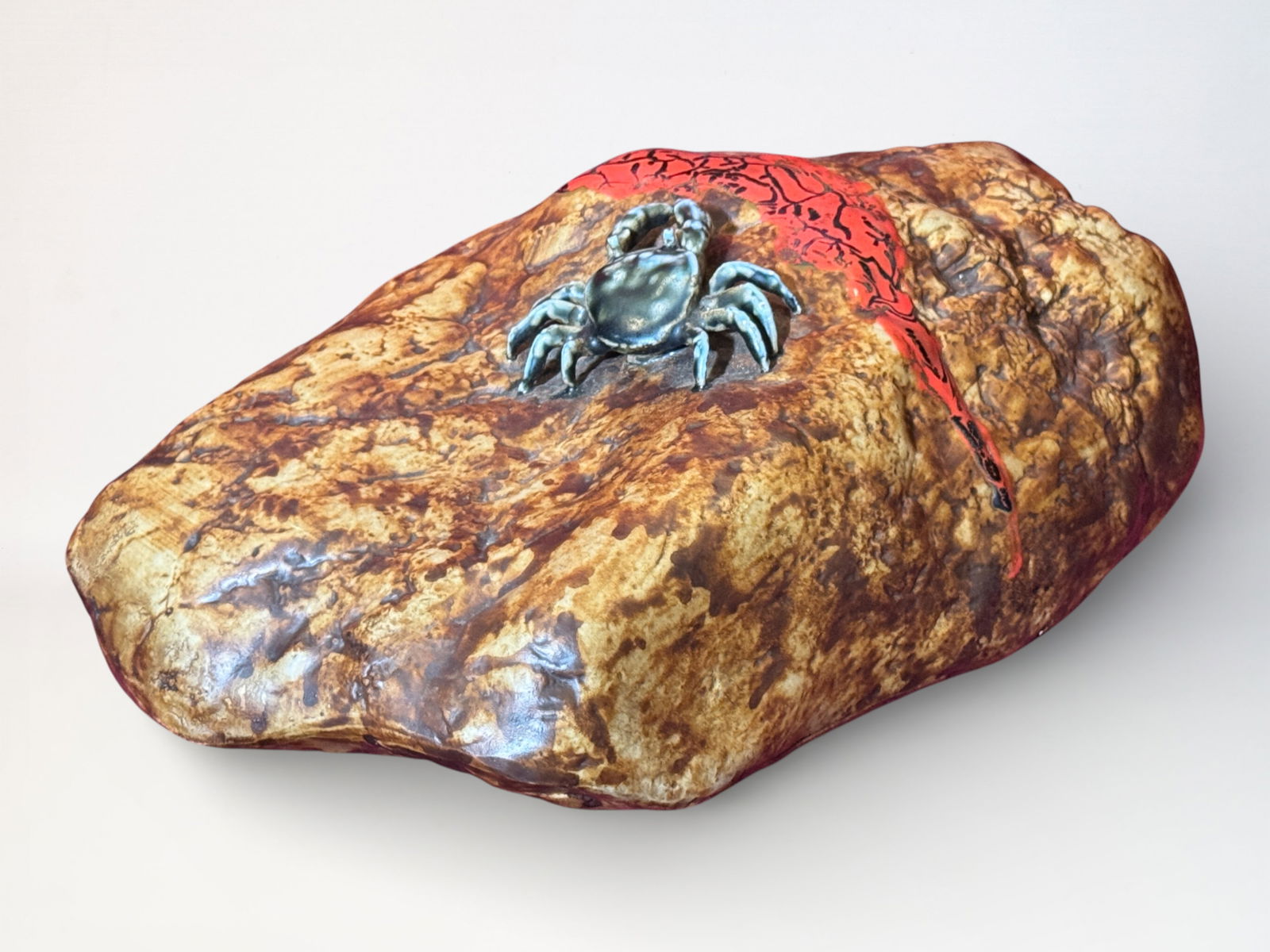 Japanese Studio Porcelain Imitating Crab on Rock: Japanese studio porcelain okimono of crab on rock, 13"L Shipping: We offer in-house shipping services for most small items. This means that we will take care of packing and shipping the items directly