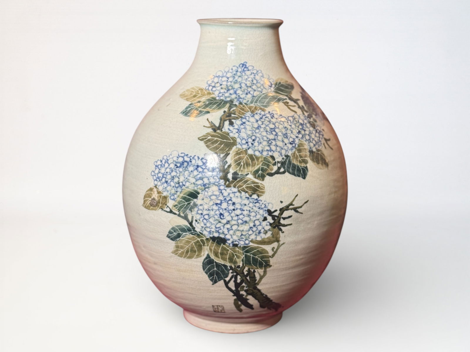 Japanese Studio Porcelain Vase With Floral Scene: Japanese studio porcelain with floral scene, 11.5"ht Shipping: We offer in-house shipping services for most small items. This means that we will take care of packing and shipping the items directly to