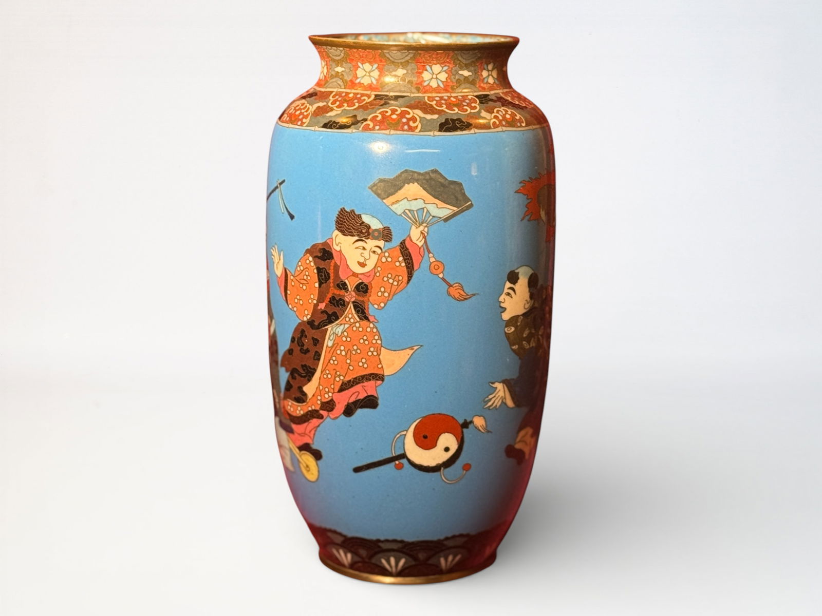 Japanese Cloisonne Vase With Boy Scene: Japanese meiji period cloisonne vase with boy scene, 12"ht Shipping: We offer in-house shipping services for most small items. This means that we will take care of packing and shipping the items direc
