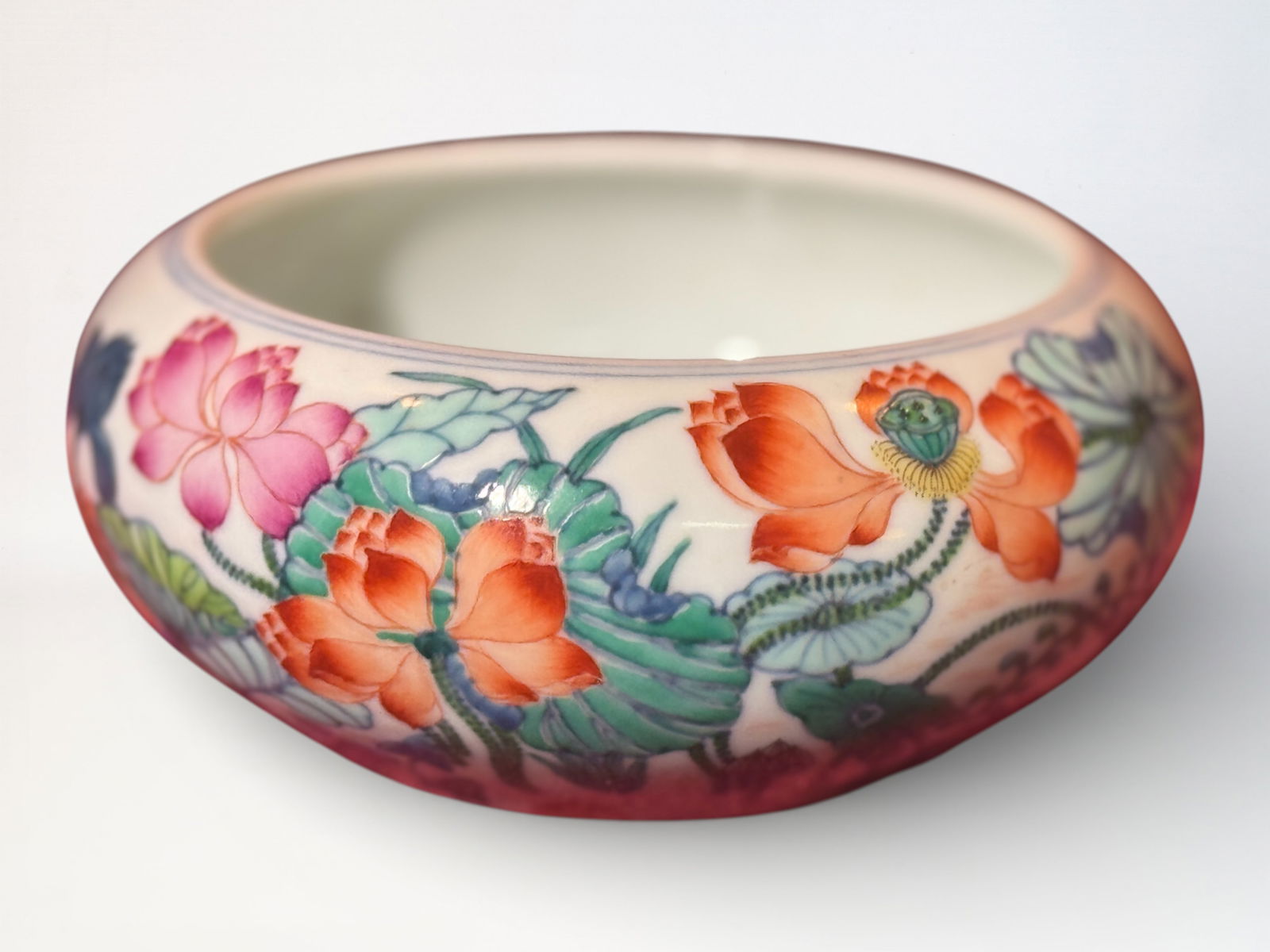 Chinese Doucai 'Lotus ' Monk Bowl With Mark: Chinese porcelain monk bowl for buddhist temple with hall mark, doucai lotus motif, 6.8"dia 3"ht Shipping: We offer in-house shipping services for most small items. This means that we will take care o