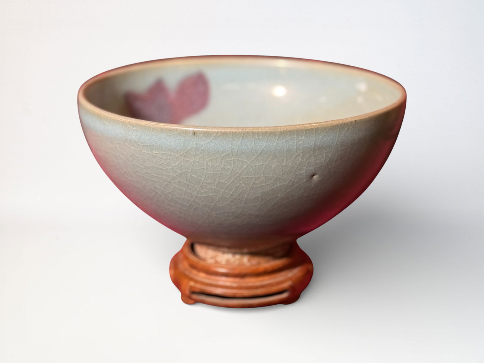 Chinese ‘Jun’ Purple-Splashed Bowl Bowl With Hardwood Stand (1 of 13)
