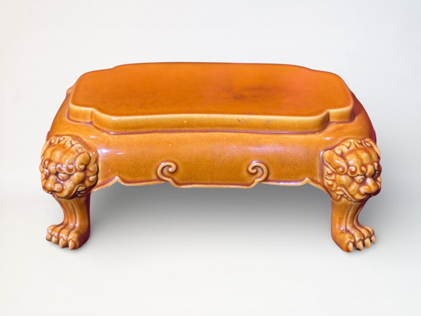 Chinese Yellow Glazed Porcelain Stand With Mark: Chinese yellow monochrome porcelain stand, 6.5"W Shipping: We offer in-house shipping services for most small items. This means that we will take care of packing and shipping the items directly to you