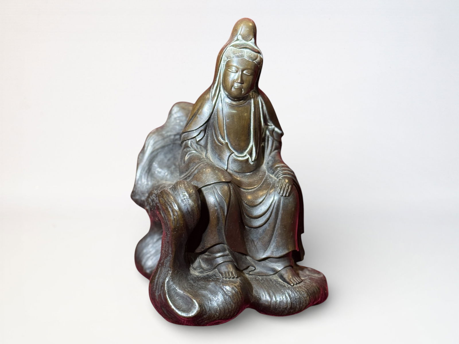 Japanese Bronze Seated Kuanyin: Japanese bronze seated kuanyin, heavy in weight, 9.5"ht Shipping: We offer in-house shipping services for most small items. This means that we will take care of packing and shipping the items directly