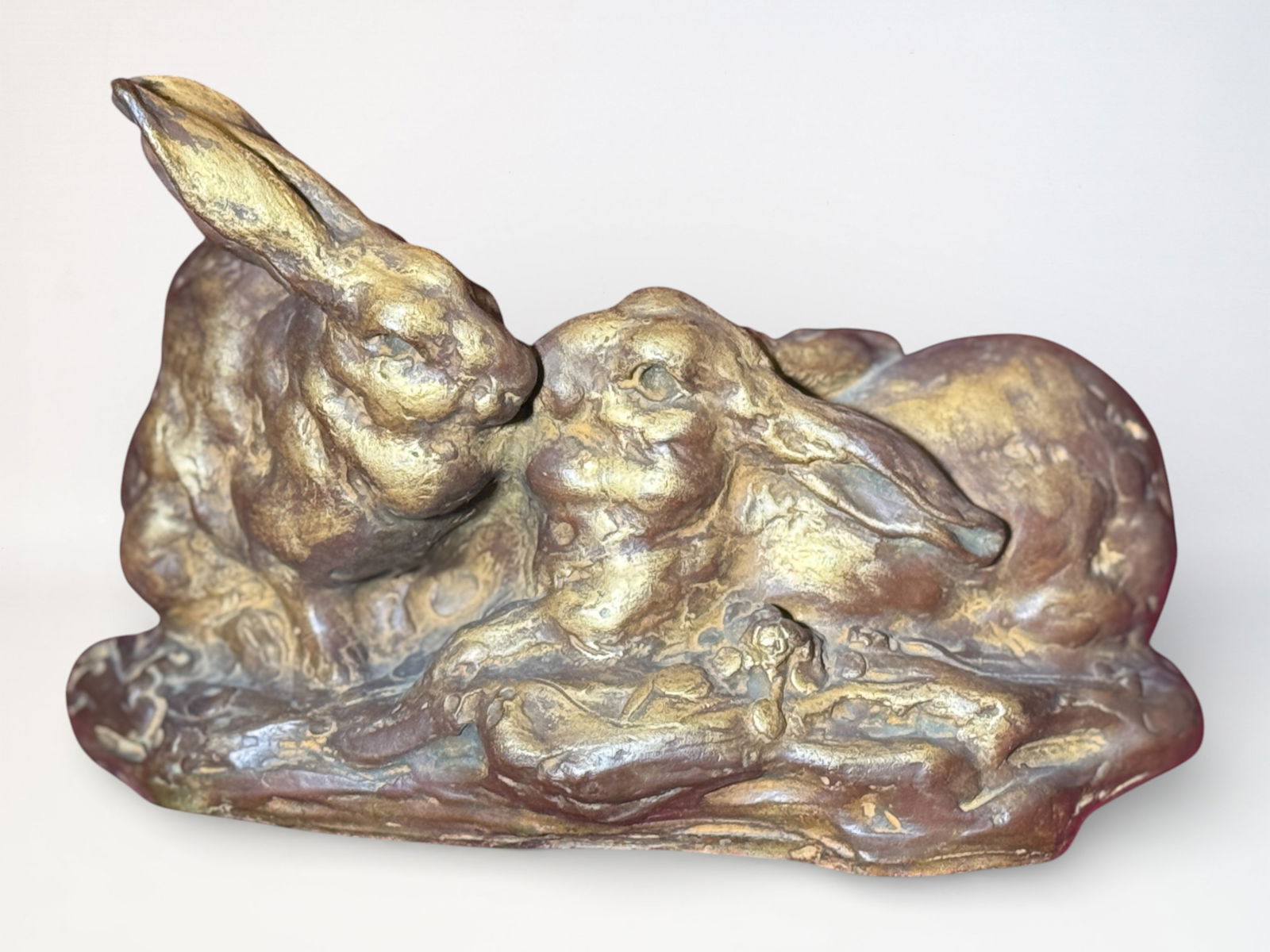 Japanese Bronze Rabbit Group: Japanese bronze rabbit group with high light, 13"w8.5"ht Shipping: We offer in-house shipping services for most small items. This means that we will take care of packing and shipping the items directl