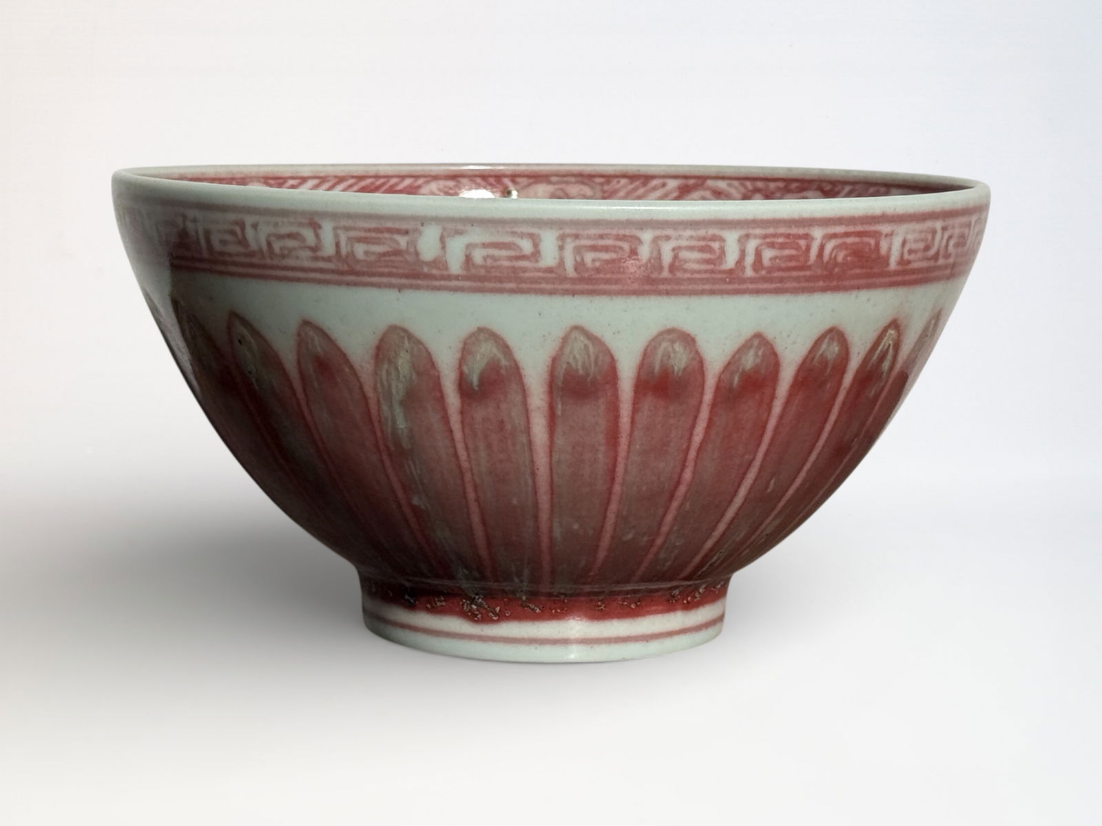 Chinese Copper Red 'Floral' Bowl: Chinese copper red porcelain bowl with floral motif, 7.8"dia 4.1"ht Shipping: We offer in-house shipping services for most small items. This means that we will take care of packing and shipping the it