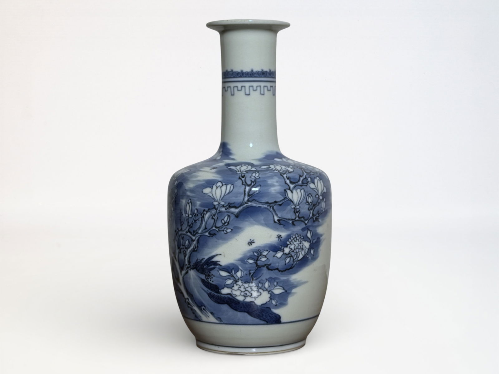 Chinese Blue and White 'Flower and Bird' Porcelain Vase: Chinese blue white porcelain vase with floral bird design, unsigned, 8.5"ht Shipping: We offer in-house shipping services for most small items. This means that we will take care of packing and shippin