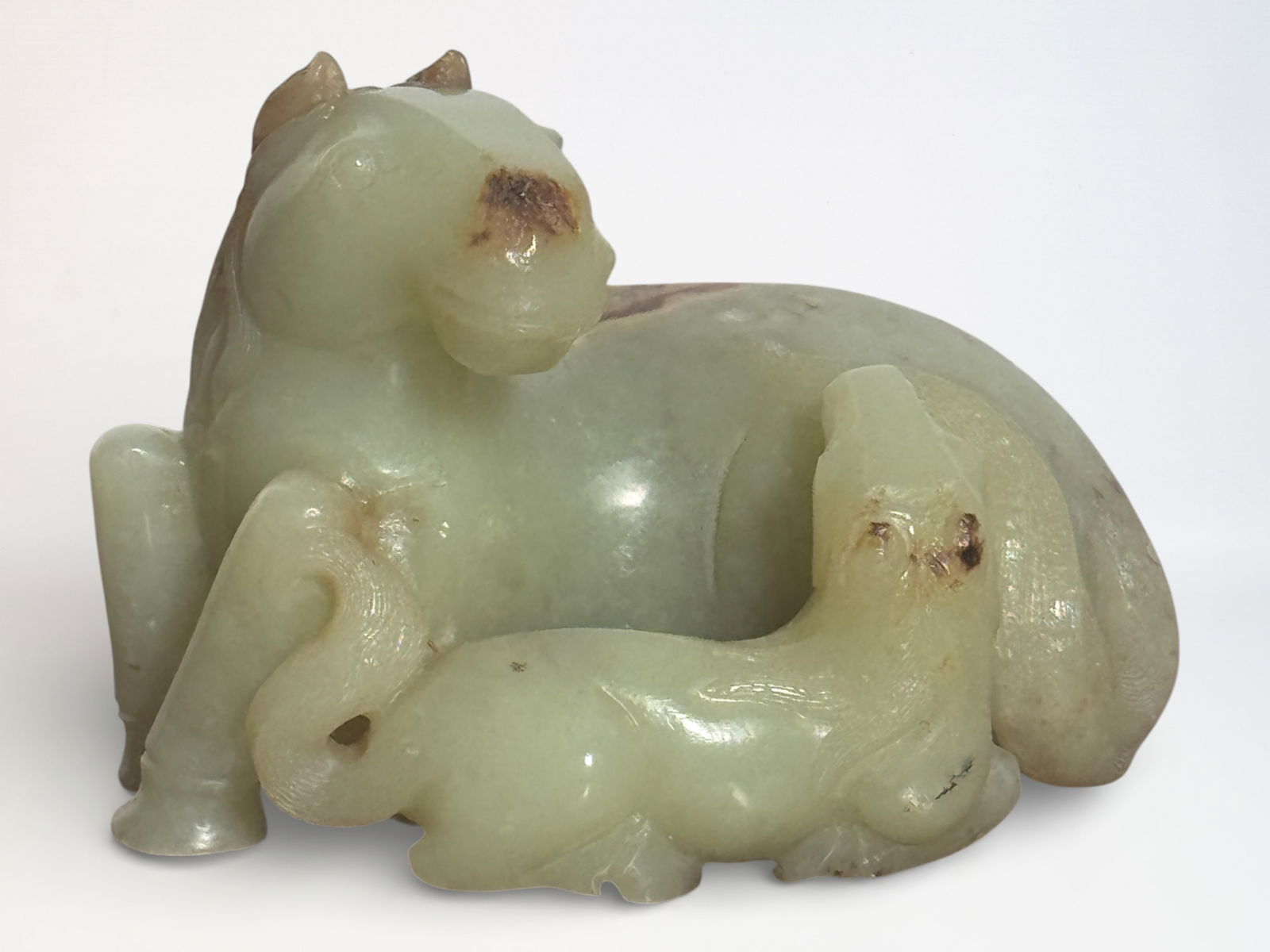 Chinese Carved Yellow and Russet Jade Horse: Chinese carved yellow jade horse group, 3.5"L Shipping: We offer in-house shipping services for most small items. This means that we will take care of packing and shipping the items directly to you. F