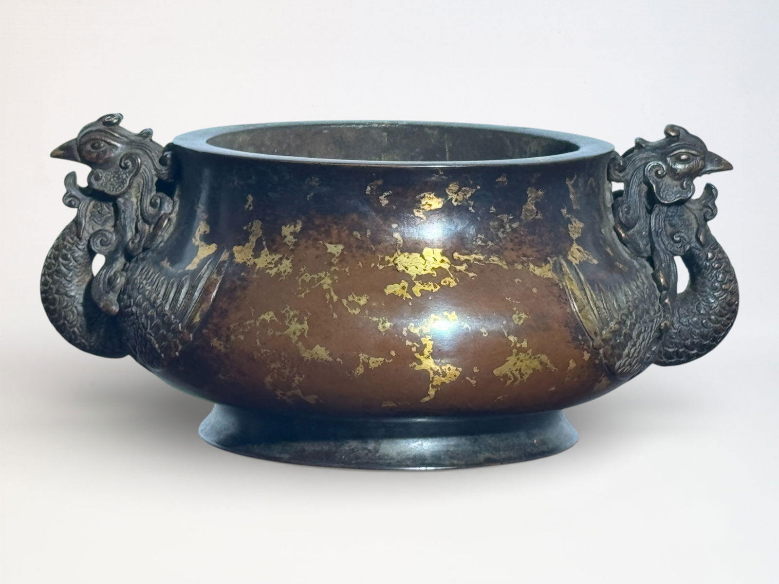 Chinese Gold-Splashed Bronze Censer With Pheonix Handles (1 of 12)