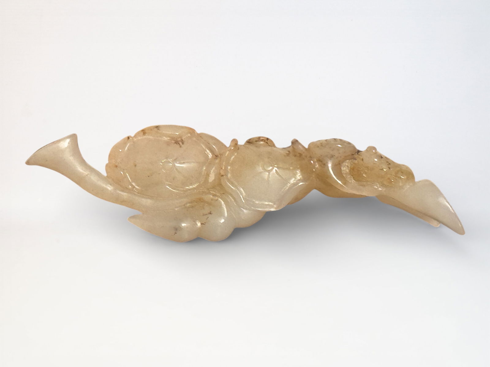 Chinese Jade Lotus Root With Frog: Chinese jade carving of lotus root with frog, 4.2"L Shipping: We offer in-house shipping services for most small items. This means that we will take care of packing and shipping the items directly to