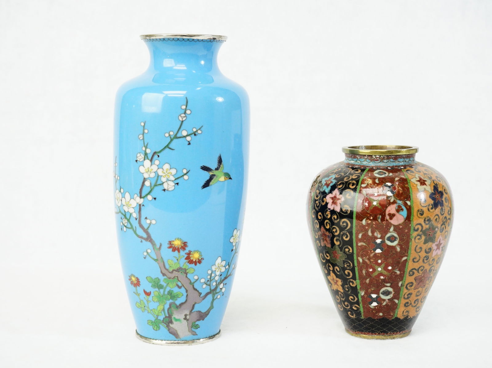 Lot of 2 Japanese Cloisonne Enamel Vessels (1 of 9)