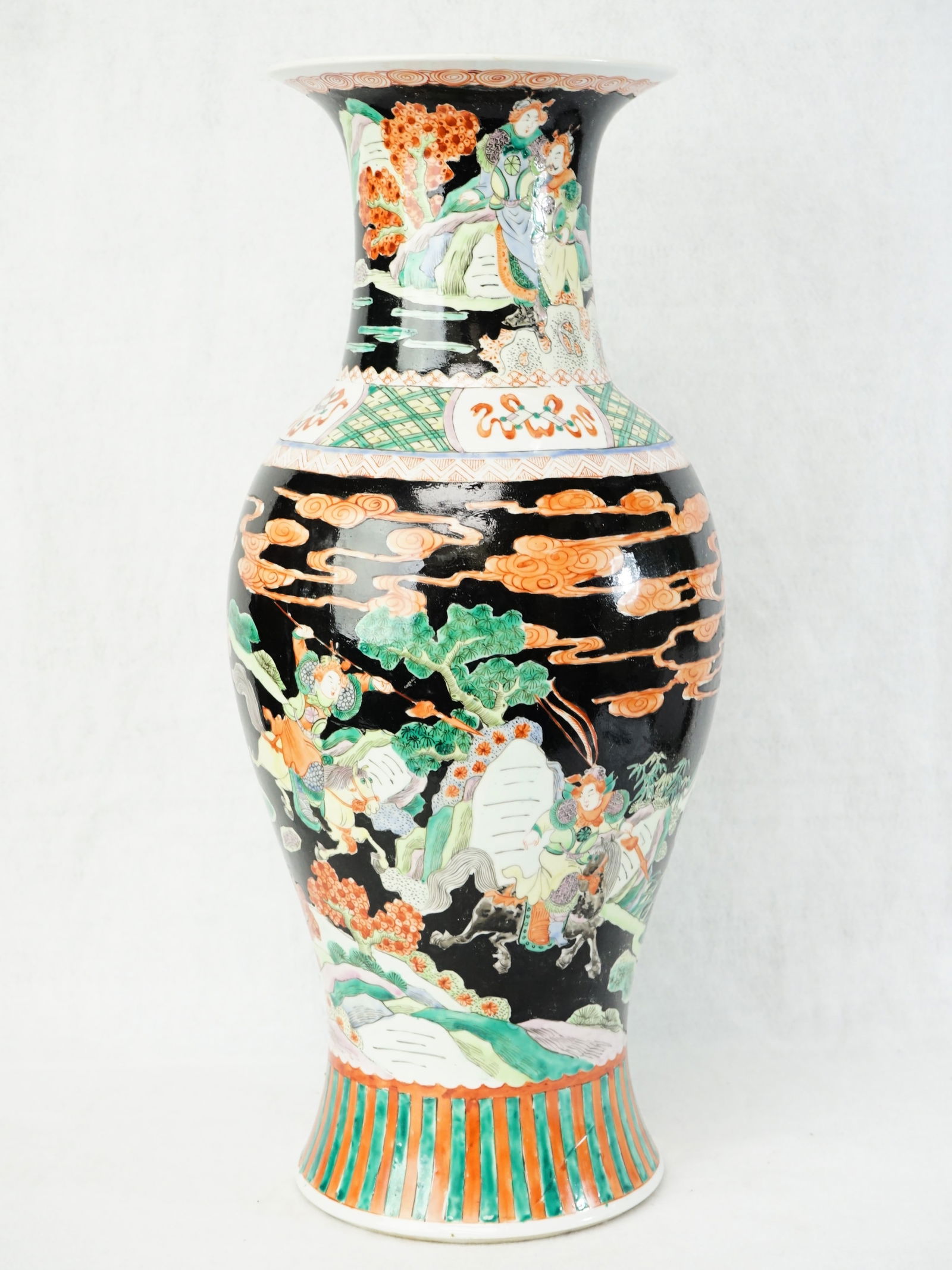 Large Chinese Famille Noir 'Figural' Vase: Approximate size:H:18.25 in Shipping: We offer in-house shipping services for most small items. This means that we will take care of packing and shipping the items directly to you. For larger or speci
