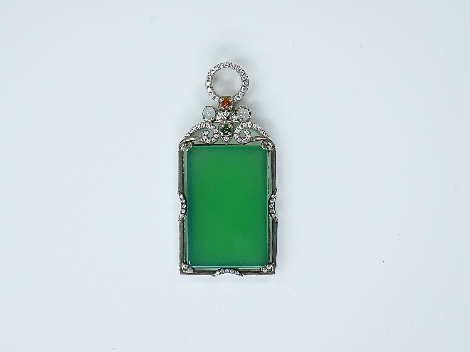 A Jadeite Square Pendant: Approximate size:2 1/8x1x1/4 in Shipping: We offer in-house shipping services for most small items. This means that we will take care of packing and shipping the items directly to you. For larger or s