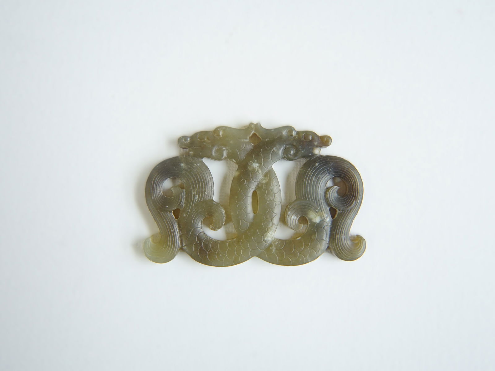 Chinese Archaic Jade Dragon Form Pendant (1 of 4)