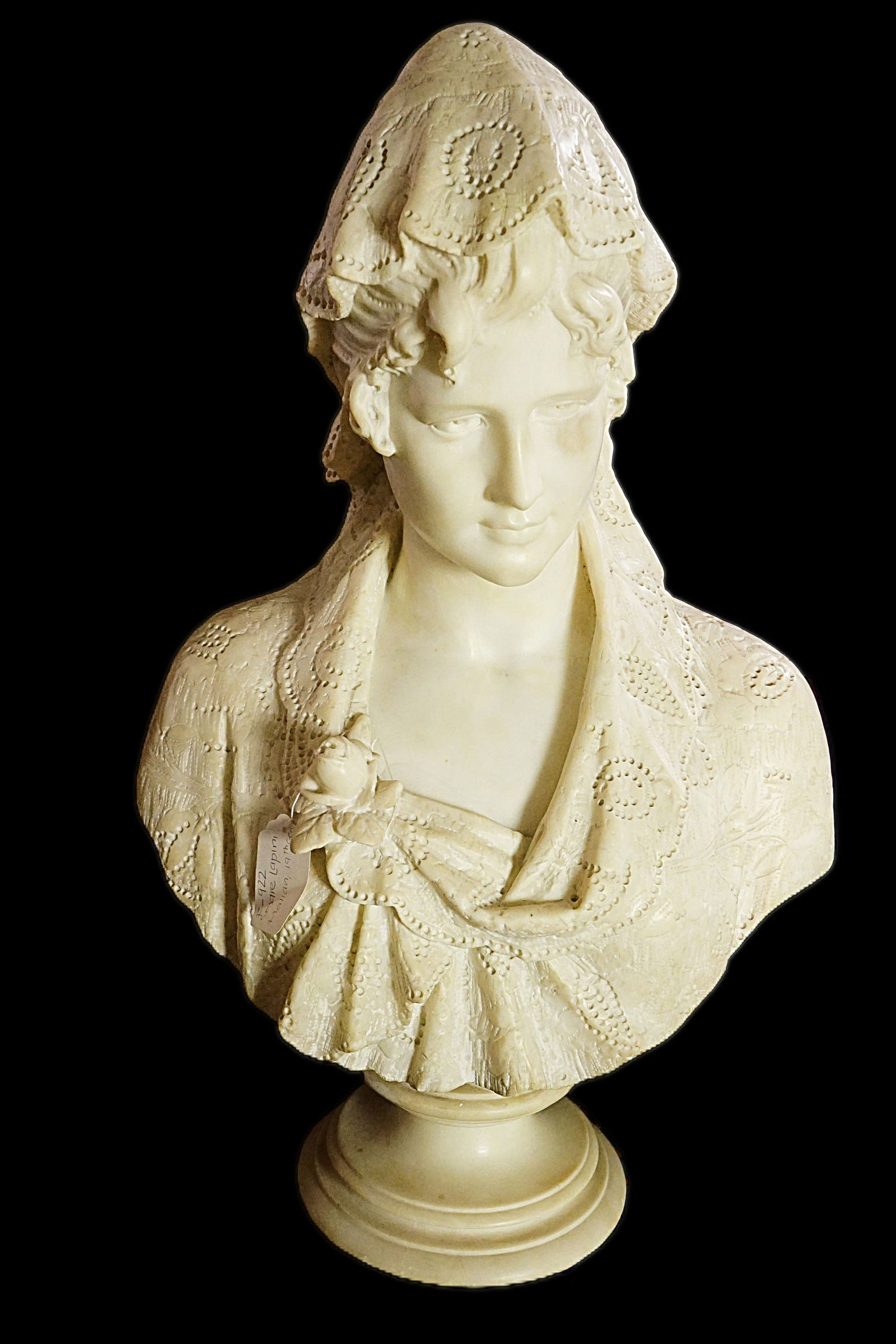 An Italian 19th Century White Carrara Marble Bust of a Beautiful Maiden, Signed Lapini,1890: Approximate size:28.5x17x12 in Shipping: We offer in-house shipping services for most small items. This means that we will take care of packing and shipping the items directly to you. For larger or