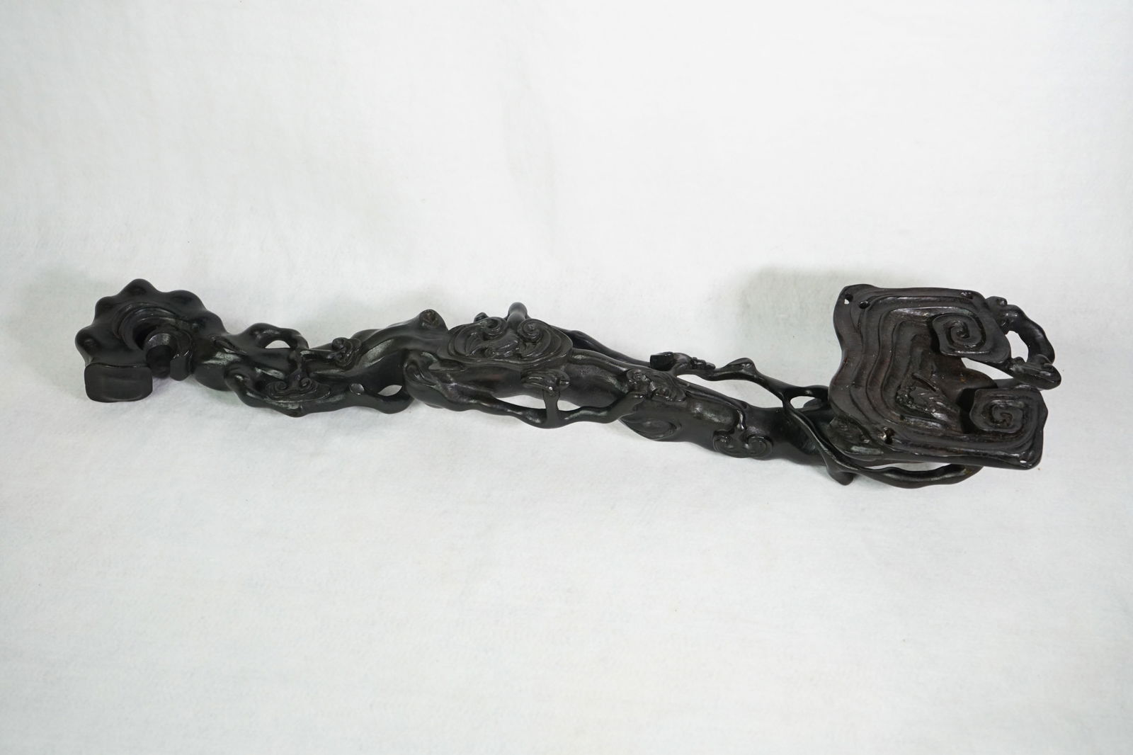 Chinese Carved Hardwood Ruyi Scepter: Approximate size: 20x4.5x3.25 in Shipping: We offer in-house shipping services for most small items. This means that we will take care of packing and shipping the items directly to you. For larger