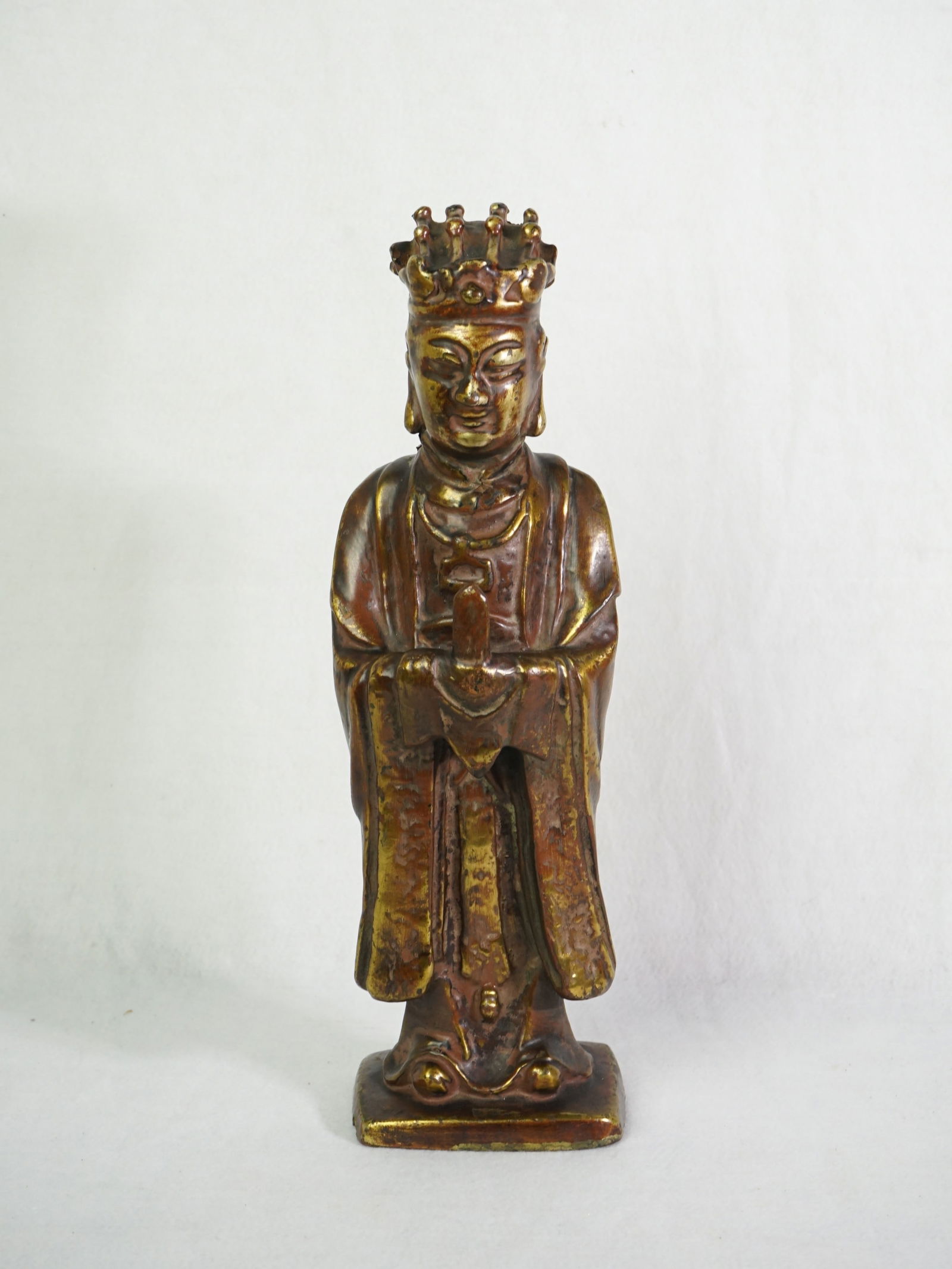 Chinese Style Gilt Standing Figure of A Deity: Approximate size:12.75x4x3.25 in Shipping: We offer in-house shipping services for most small items. This means that we will take care of packing and shipping the items directly to you. For larger