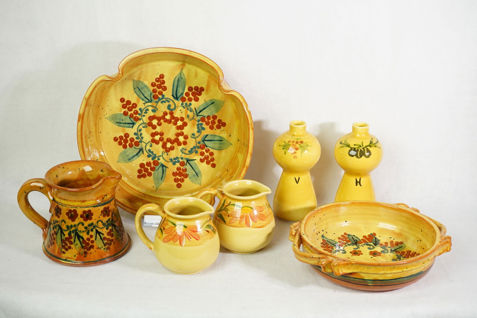 Group of Pastis & Co and Sud & Co Hand-Painted Pottery: Approximate size:largest bowl dia 11 in Shipping: We offer in-house shipping services for most small items. This means that we will take care of packing and shipping the items directly to you. For