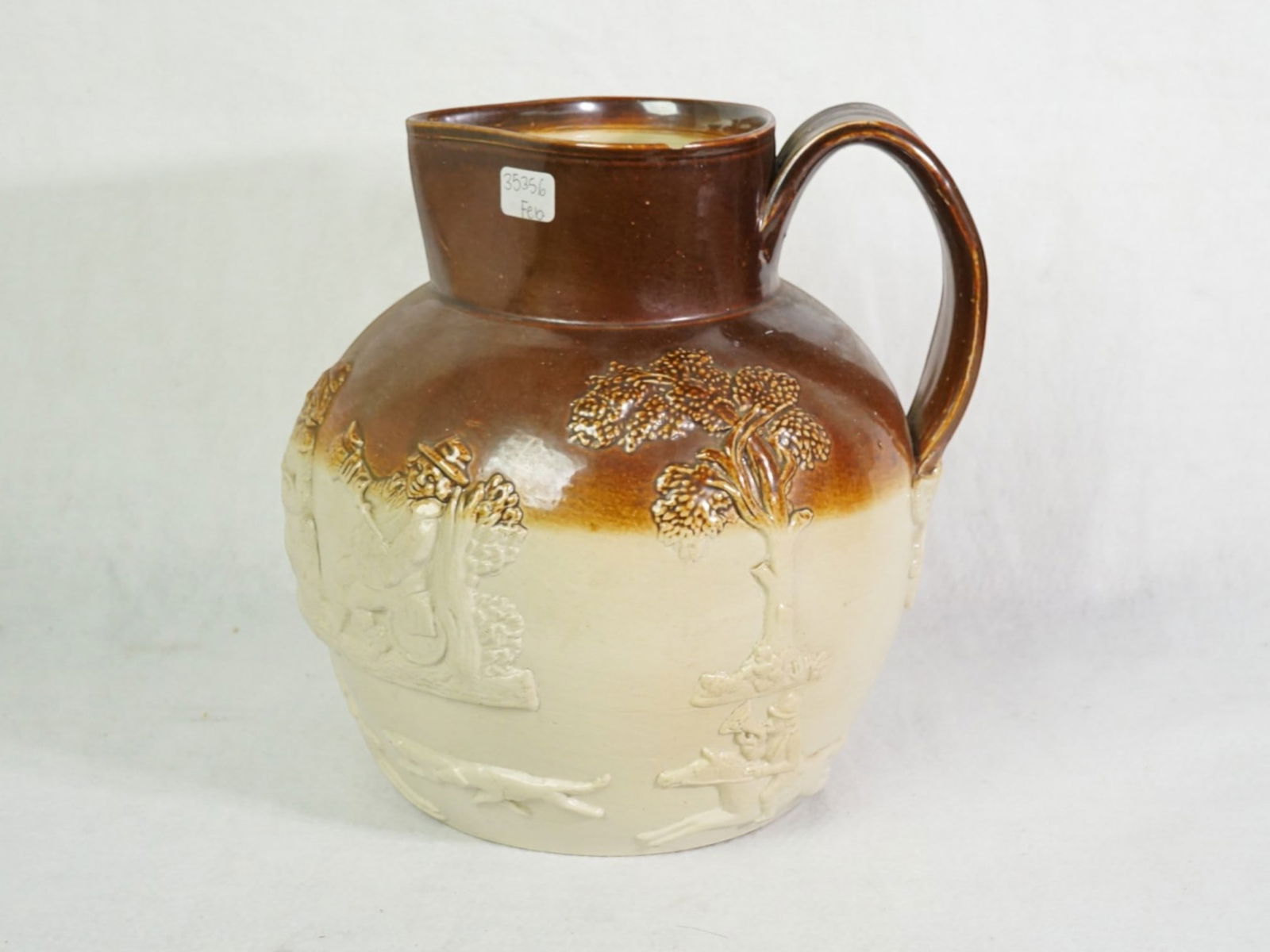 Victorian English Stoneware Relief Jug (1 of 8)