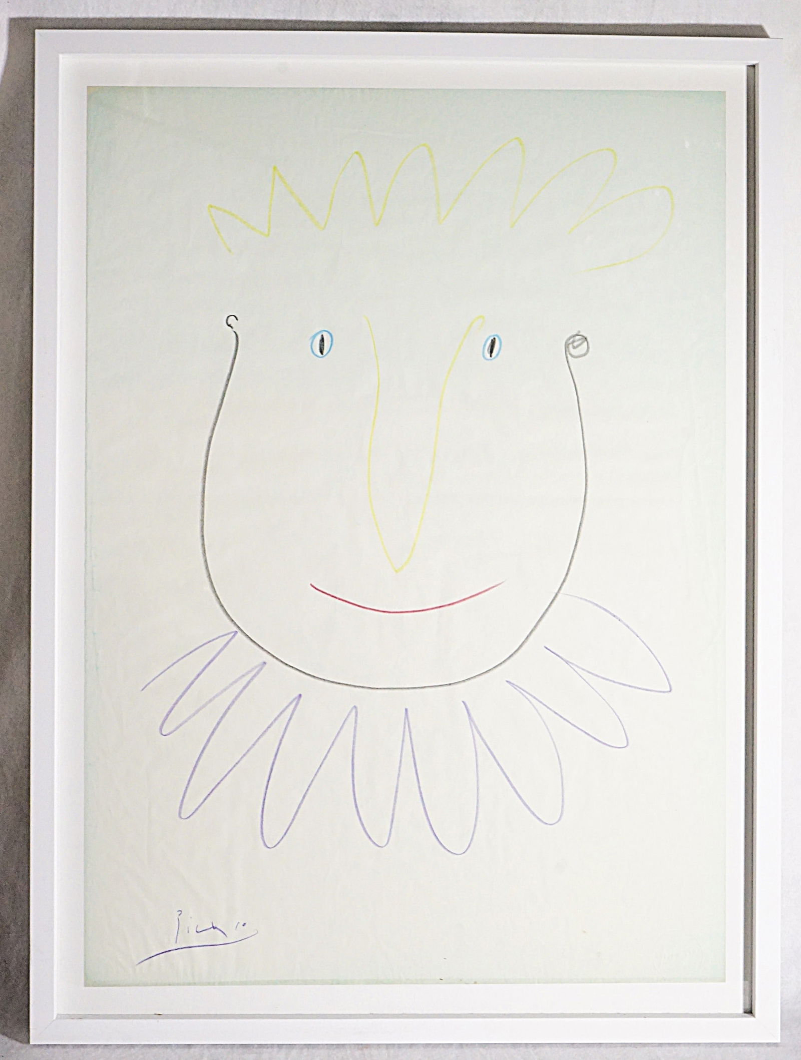 After Pablo Picasso,Wax Crayon on Paper Signed: Approximate size:frame 23x31 in/ image 19x27 in Shipping: We offer in-house shipping services for most small items. This means that we will take care of packing and shipping the items directly to you.