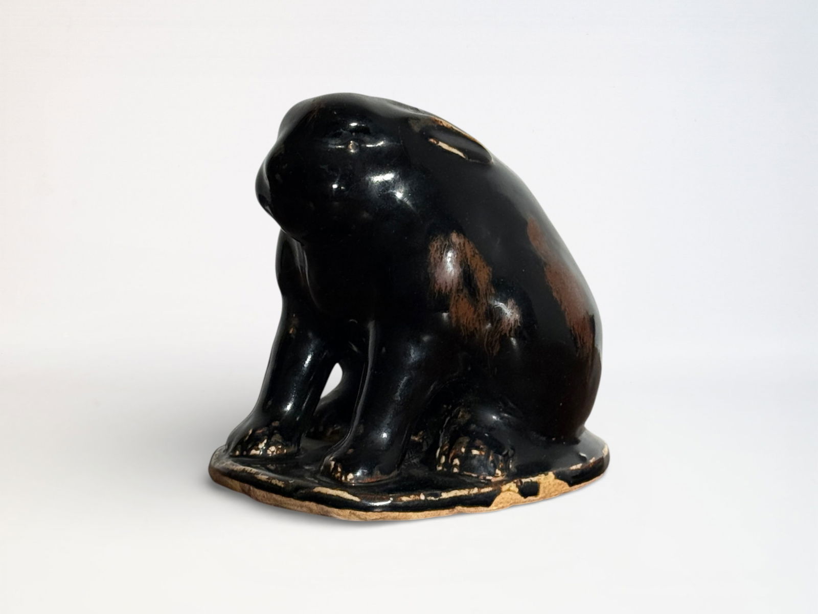 Japanese Black Borwn Glazed Pottery Rabbit (1 of 13)