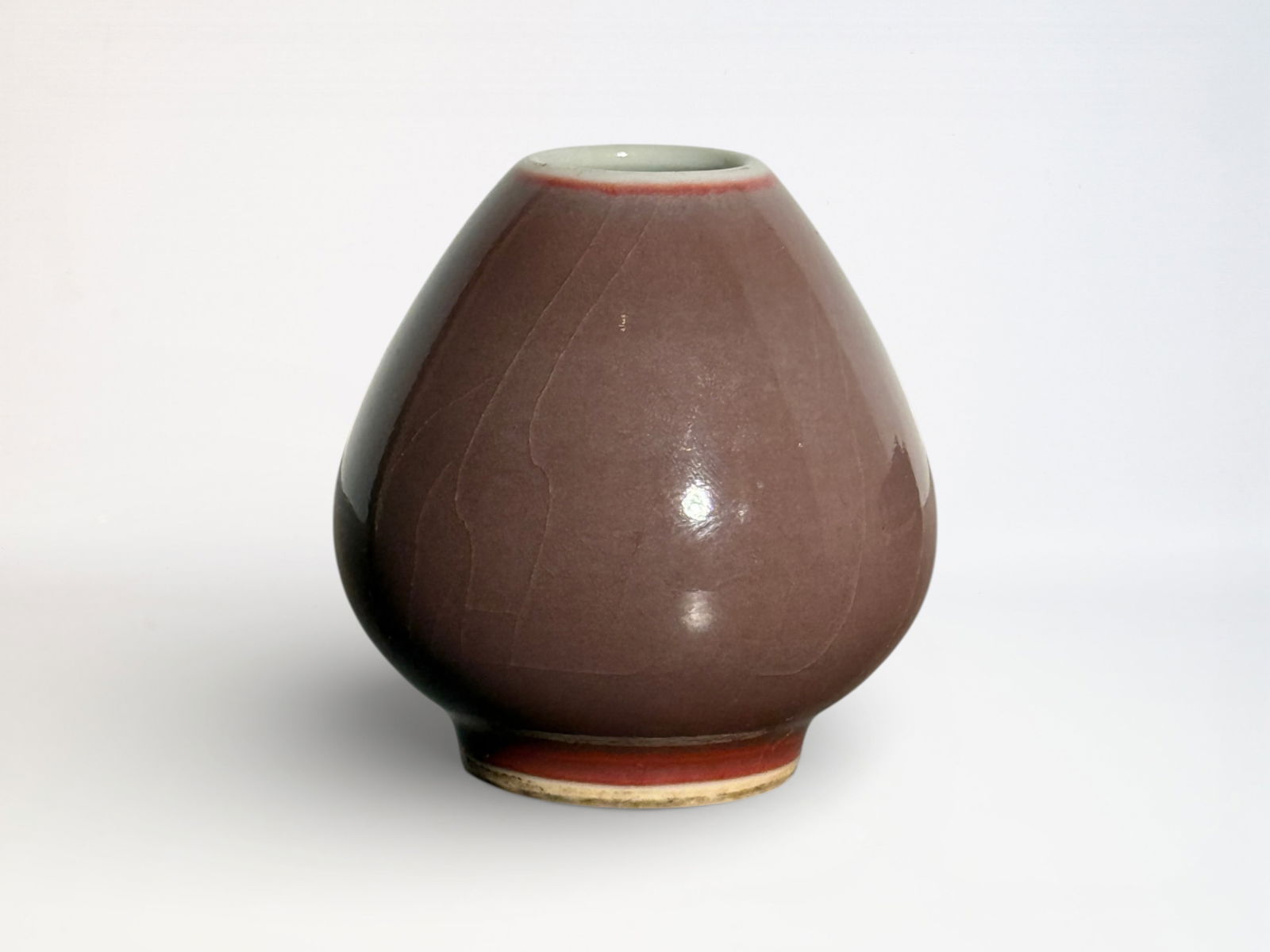 Chinese Copper Red Porcelain Miniture Pot: Chinese miniture scholar water pot with copper red glaze, 2.5"ht Shipping: We offer in-house shipping services for most small items. This means that we will take care of packing and shipping the items