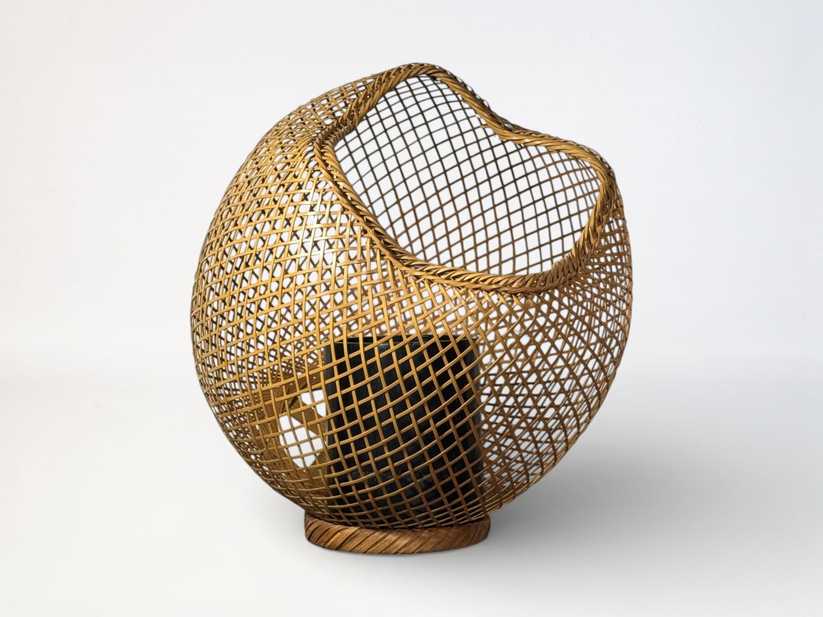 Japanese Bamboo Baskey Vase For Ikebana: Japanese bamboo floral ikebana, 9.5"ht Shipping: We offer in-house shipping services for most small items. This means that we will take care of packing and shipping the items directly to you. For larg