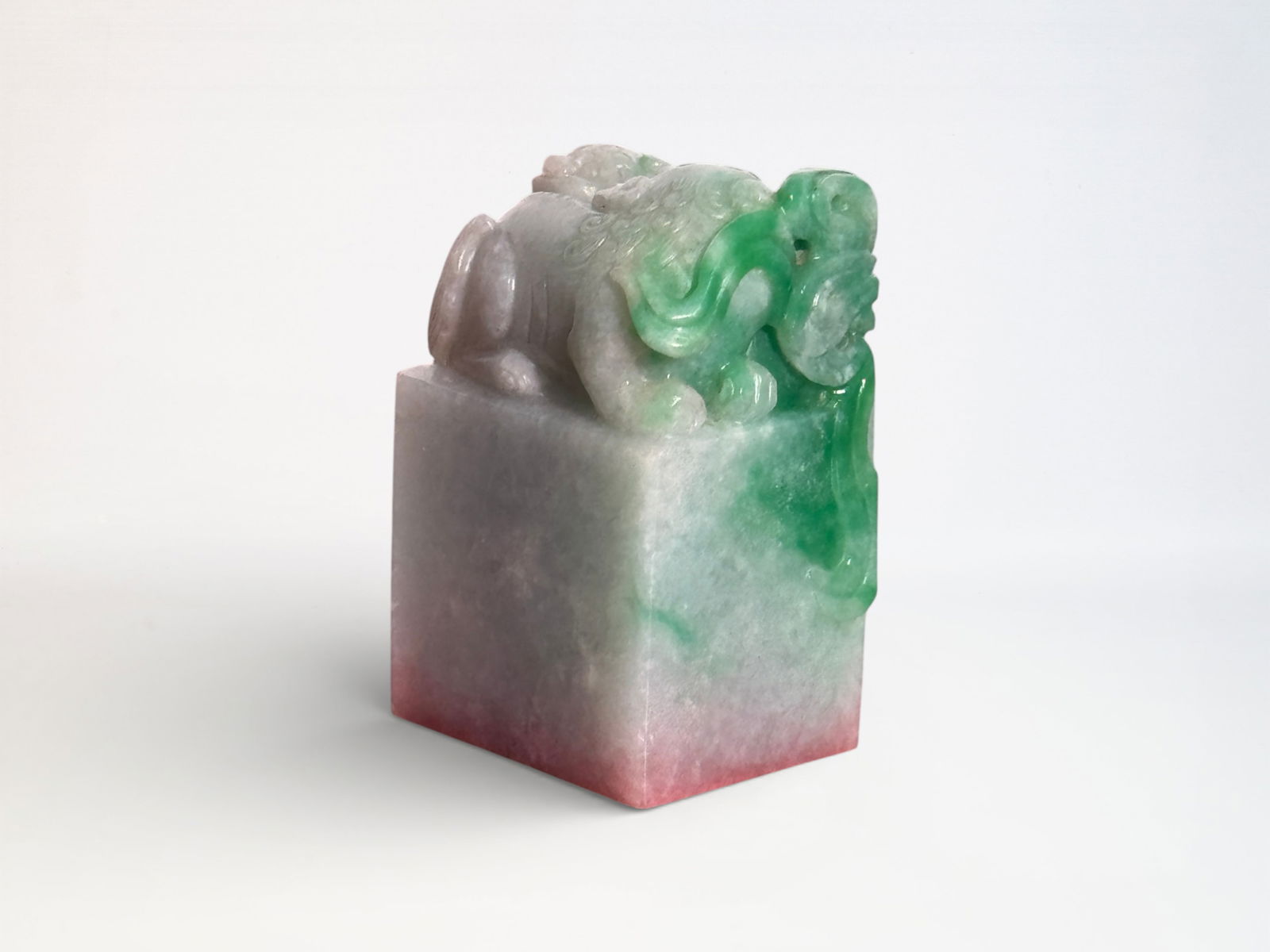 Chinese Carved Jadeite Lion Seal (1 of 10)