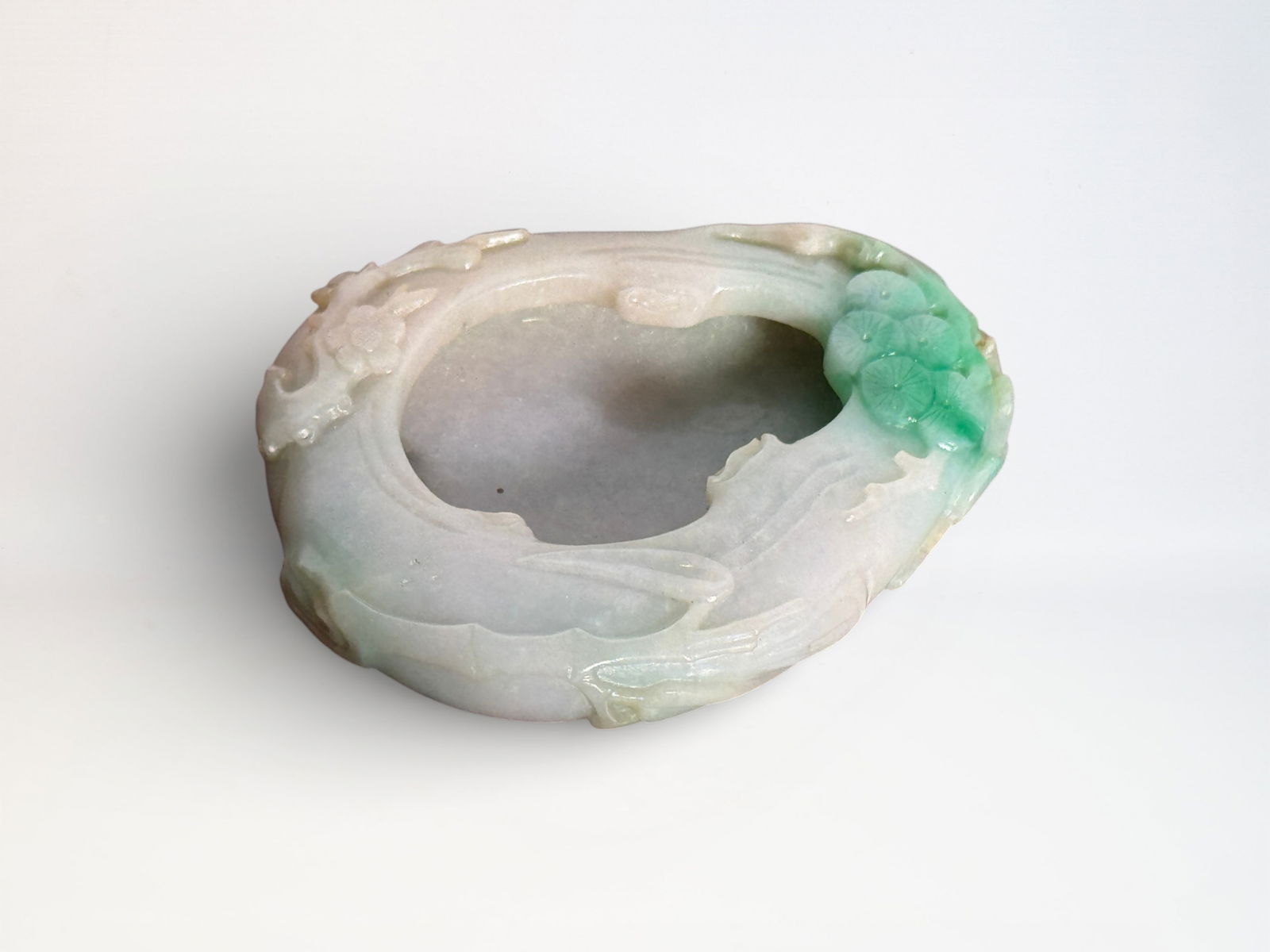 Chinese Carved Jadeite Scholar Brush Washer (1 of 8)