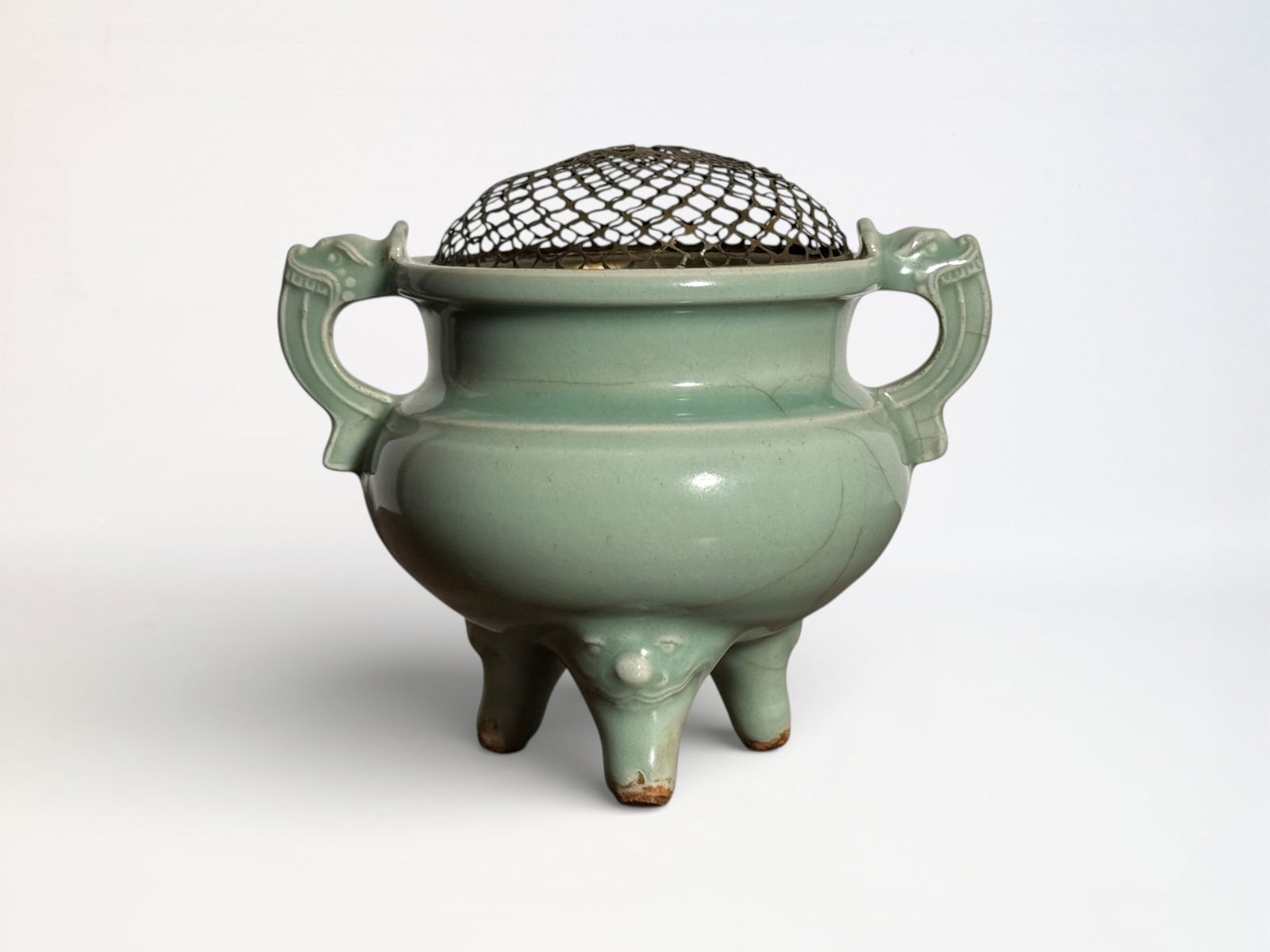 Chinese Longquan Celadon Double Handled Tripod censer (1 of 13)