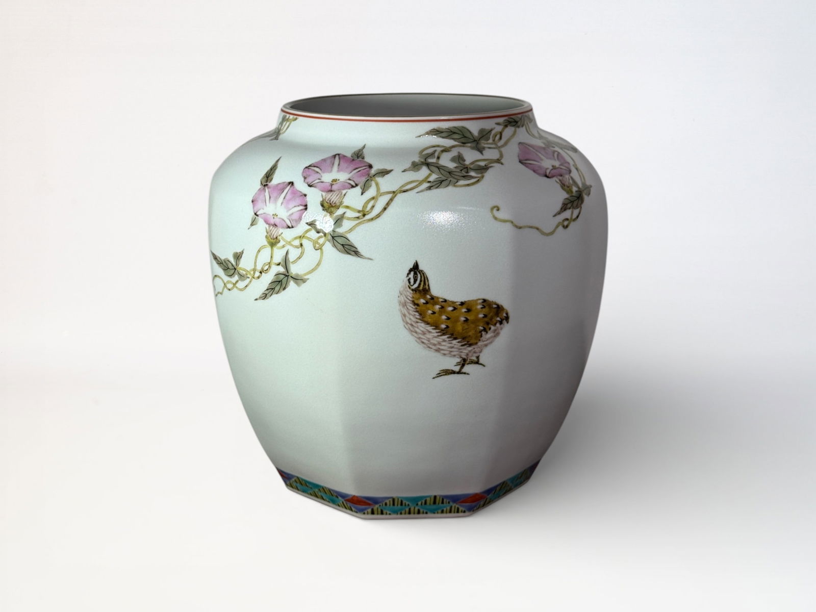 Japanese Studio Porcelain Vase with Quail Scene (1 of 15)